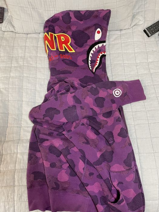 BAPE Color Camo PONR Shark Full Zip Hoodie Purple Men's - FW19 - US