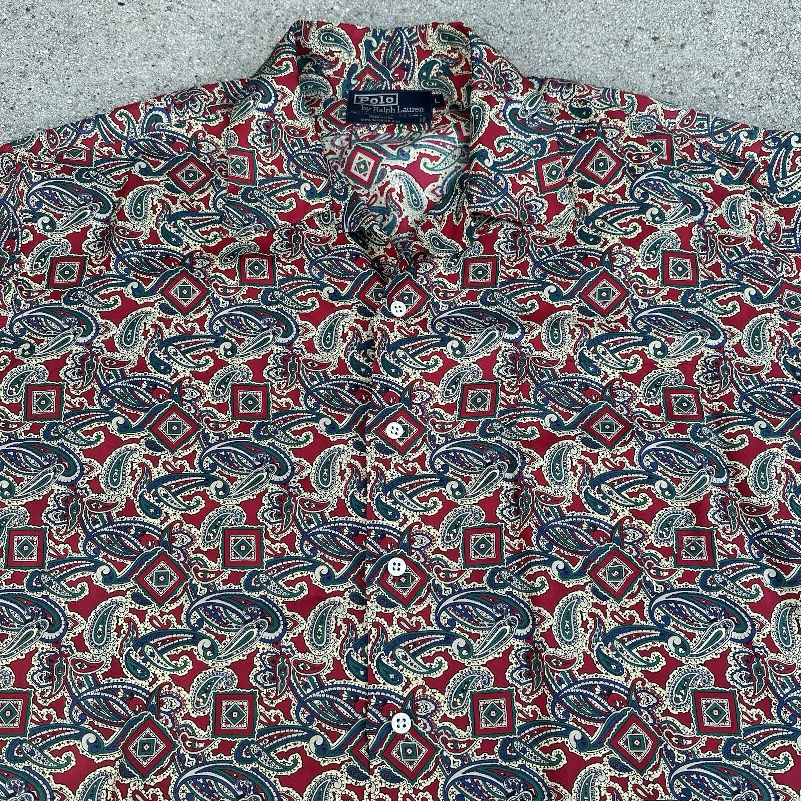 Polo Ralph Lauren × Vintage Vintage Polo Ralph Lauren Paisley Short Sleeve Silk Shirt Size US L / EU 52-54 / 3 - 1 Thumbnail