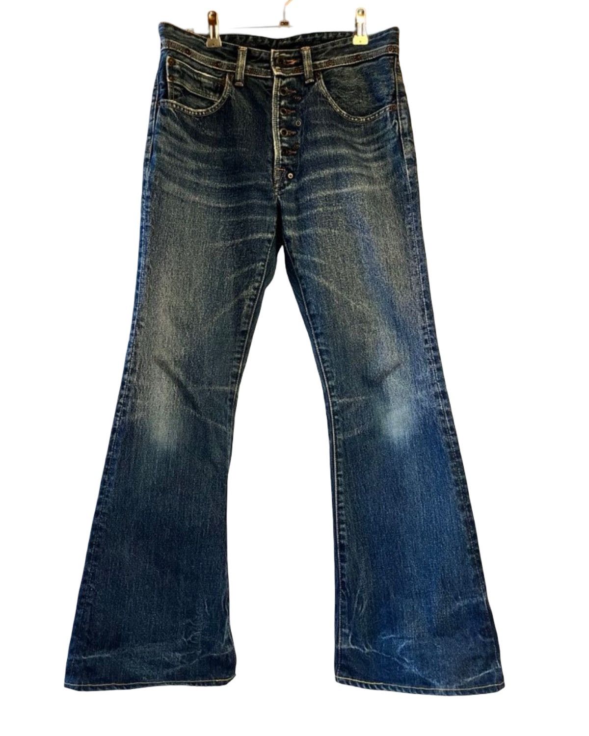 Kapital Boot Cut Blue Hands Flared Denim Jeans Size US 29 - 1 Thumbnail