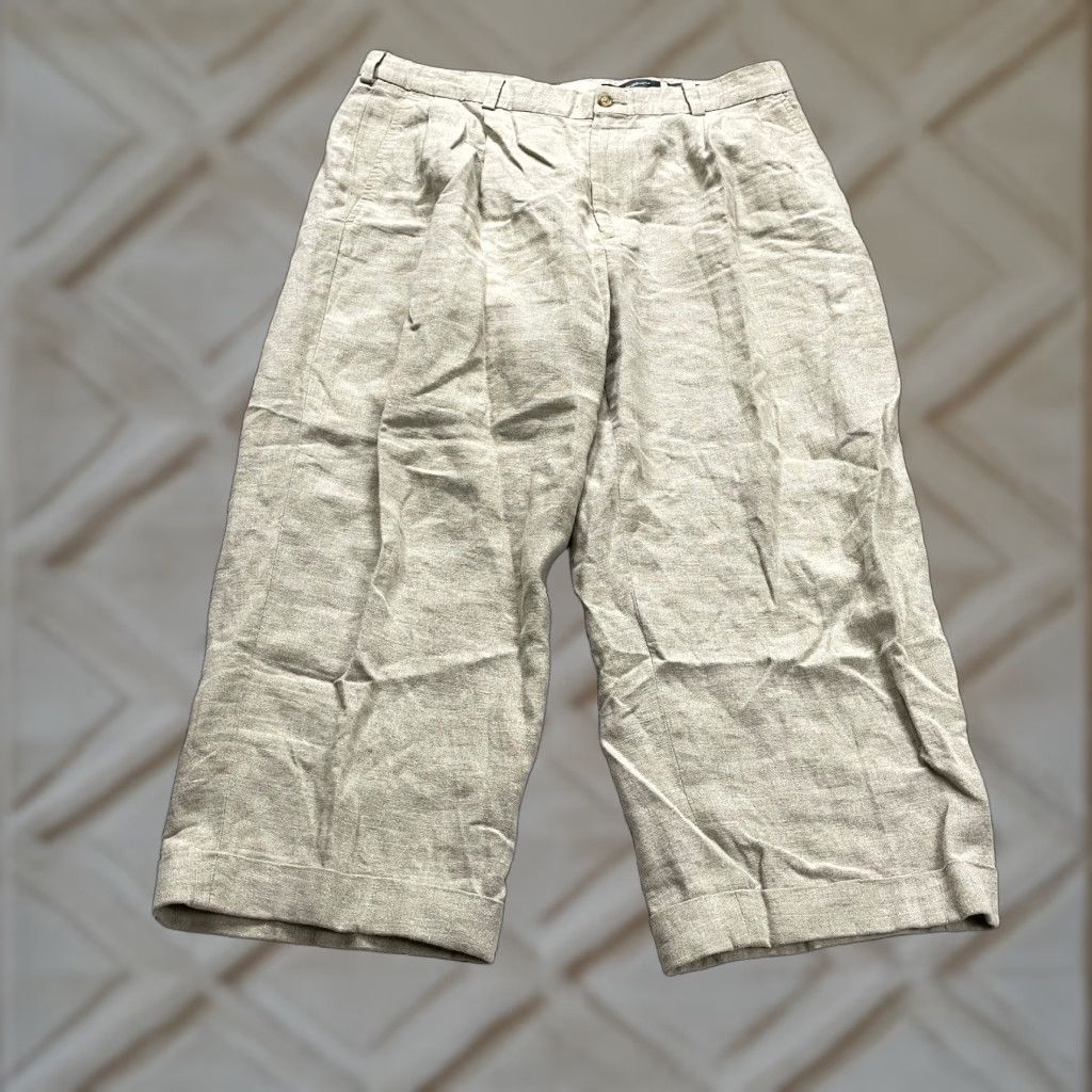 Eddie Bauer VINTAGE Eddie Bauer Linen Pants Women's Cropped 36 Beige Relaxed Fit Tailored Slacks Size 25" / US 0 / IT 36 - 1 Thumbnail