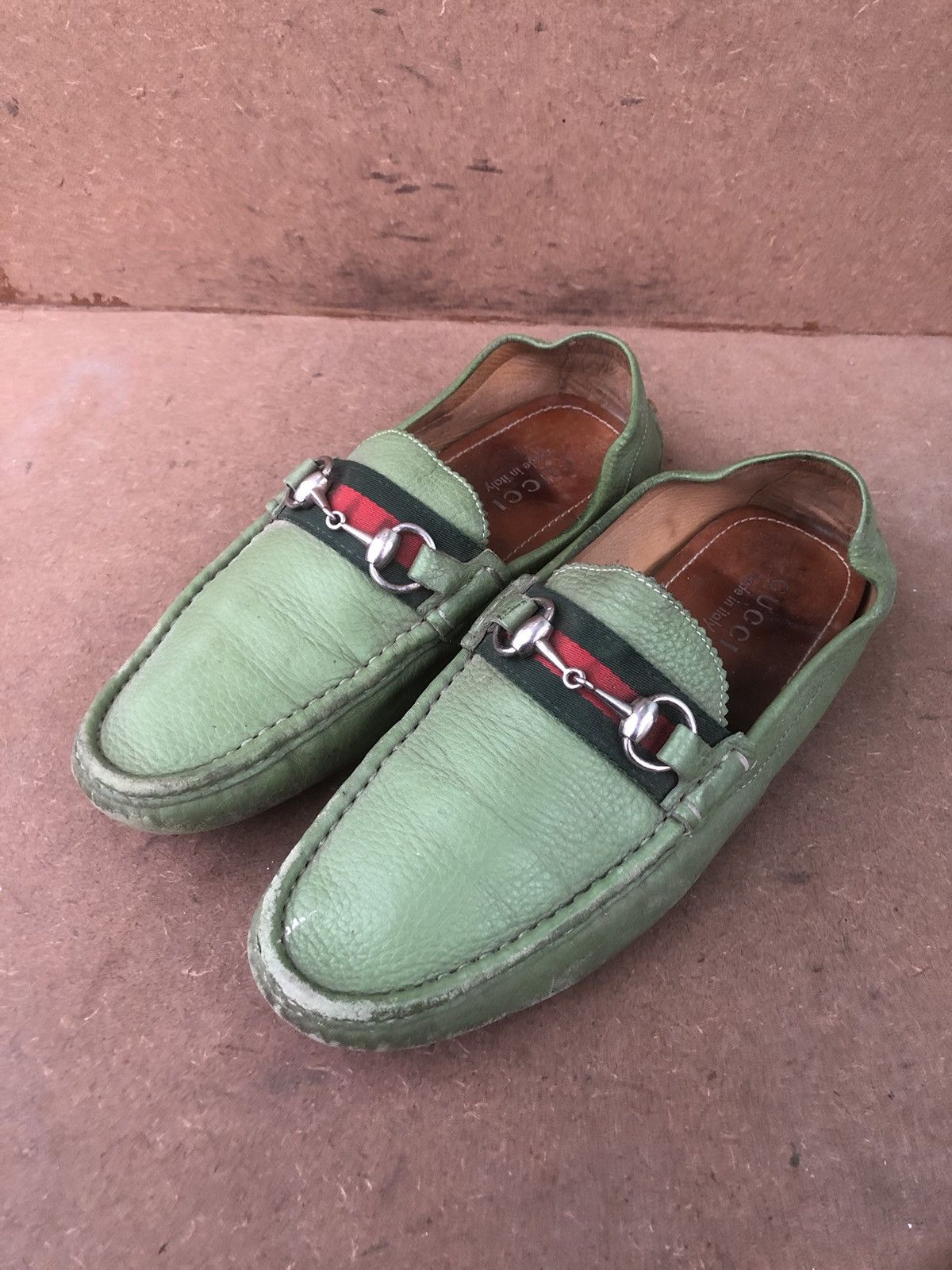 Gucci Gucci 322741 green calfskin Leather Men’s driving sneakers Size US 6.5 / EU 39-40 - 1 Thumbnail