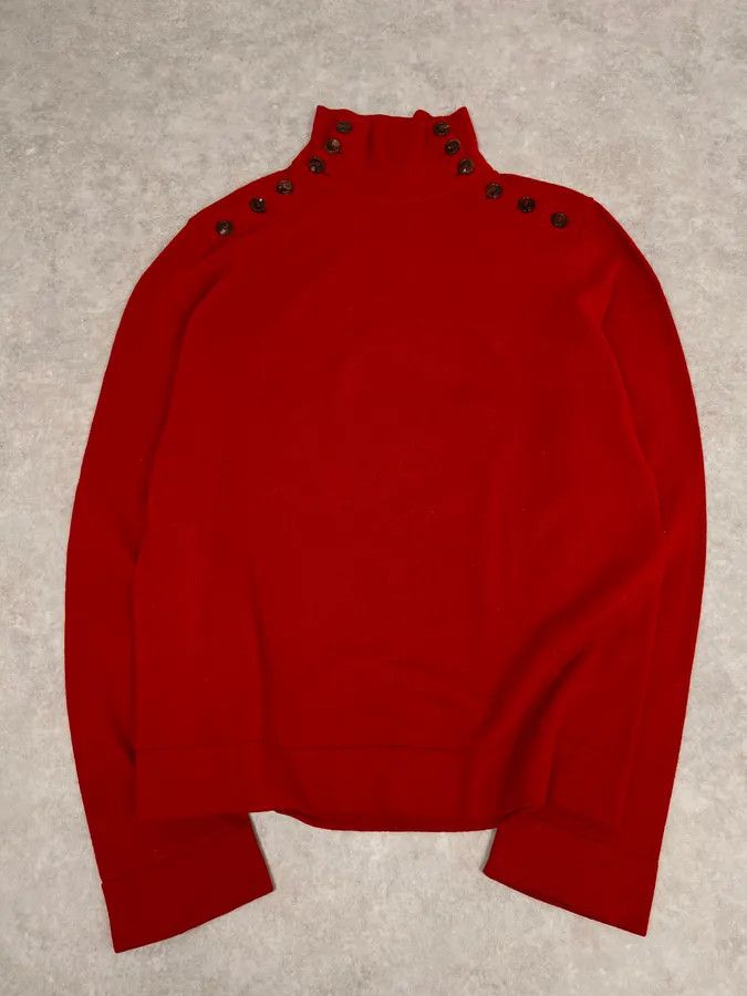 Ann Demeulemeester Ann Demeulemeester Buttoned Red Turtleneck Sweater Size US M / EU 48-50 / 2 - 1 Thumbnail