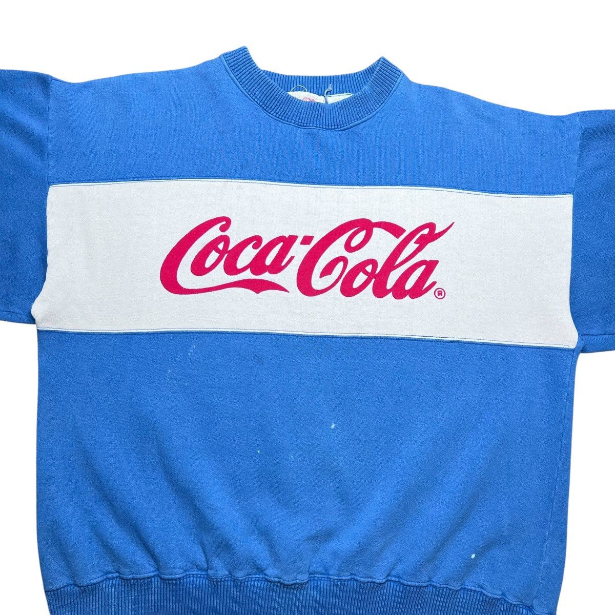 Coca Cola Vtg 1980s Coca-Cola Logo Spell Out Tricolor Blue Sweatshirt Size US L / EU 52-54 / 3 - 4 Thumbnail