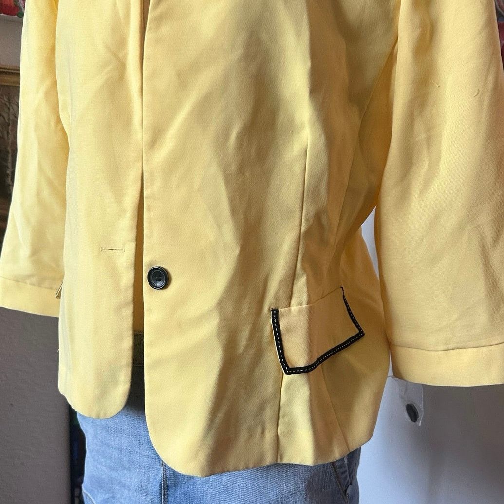 Other studio I yellow black contrast stitch blazer jacket Size XXL / US 16-18 / IT 52-54 - 2 Thumbnail