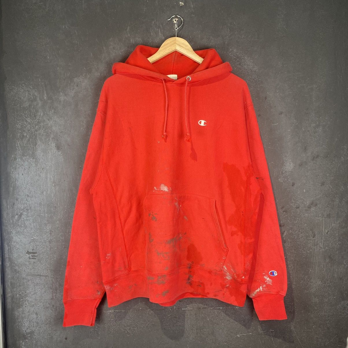 Champion × Vintage y2k Reverse Weave Distressed Painted Pullover Size US L / EU 52-54 / 3 - 1 Thumbnail
