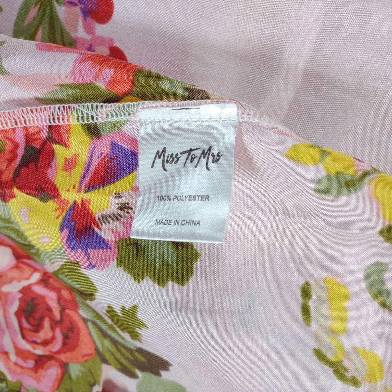 Other Miss to Mrs Pink Satin Floral Rose Bridal Kimono Robe OSFM Size ONE SIZE - 5 Thumbnail