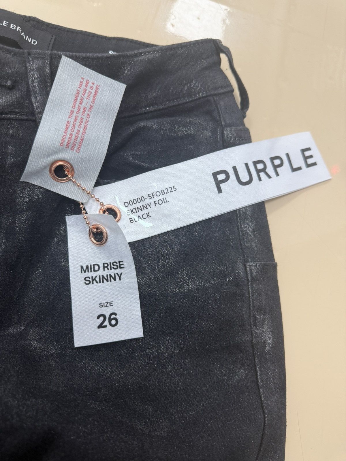 Other Purple Brand Skinny Foil Black Size 26" / US 2 / IT 38 - 2 Thumbnail
