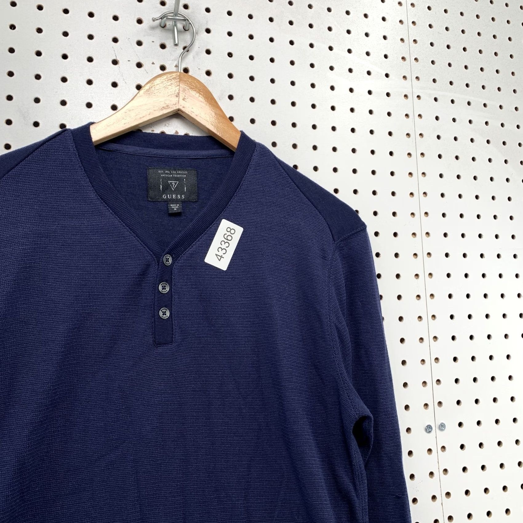 Guess GUESS Henley Blue Long Sleeve Knit Shirt Mens Medium Preppy Casual Size US M / EU 48-50 / 2 - 6 Thumbnail