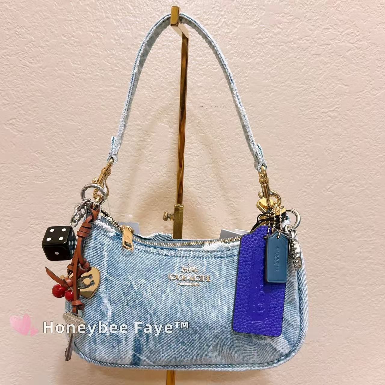 Coach Teri Shoulder Bag In Loved Denim With Charms CDY76 Size ONE SIZE - 2 Thumbnail