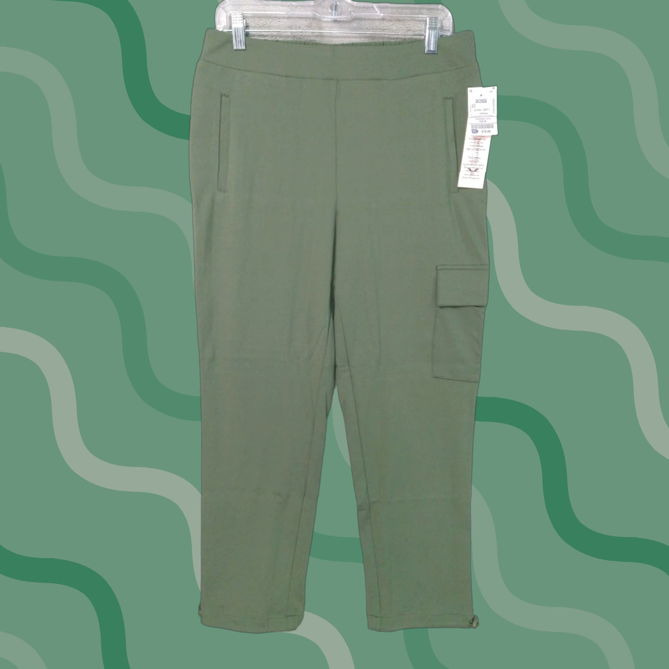 Nanette Lepore Nanette Lepore Pants Womens Medium Green Cargo Jogger Drawstring Elastic Waist Pockets Stretch Size 32" / US 10 / IT 46 - 1 Thumbnail