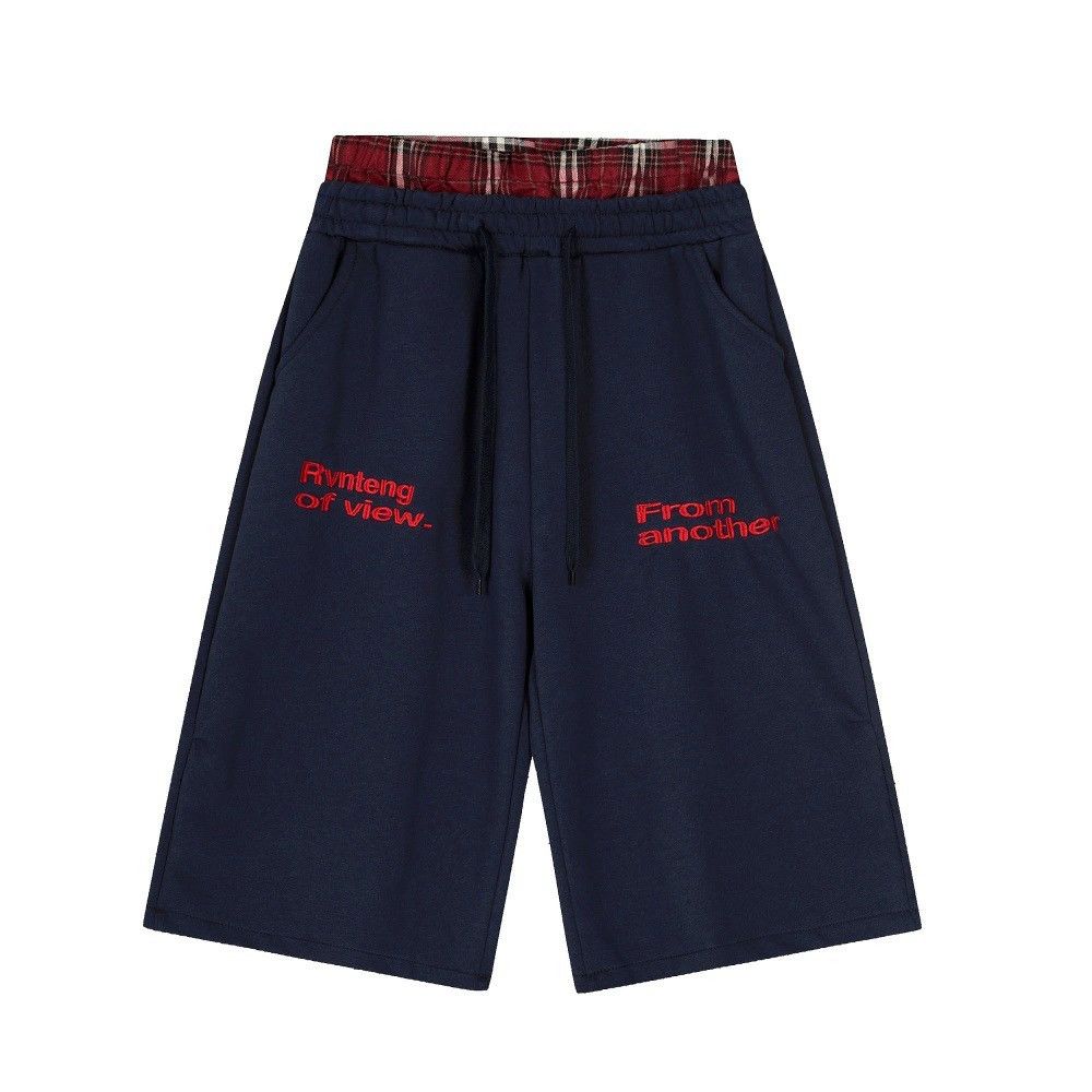 Japanese Brand Men's trendy street fake two-piece plaid straight shorts Size US 32 / EU 48 - 1 Thumbnail