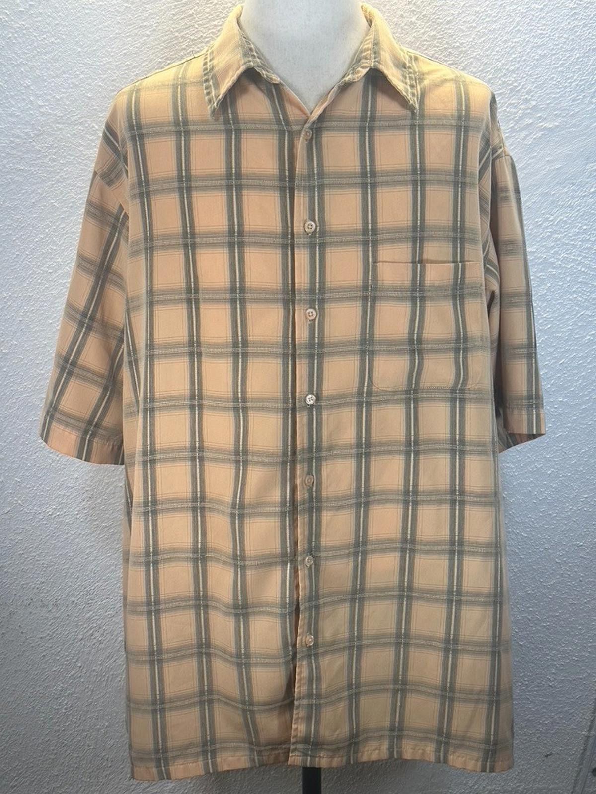 Towncraft Towncraft Men's 2XL Tall Brown Plaid Short Sleeve Shirt Size US XXL / EU 58 / 5 - 1 Thumbnail