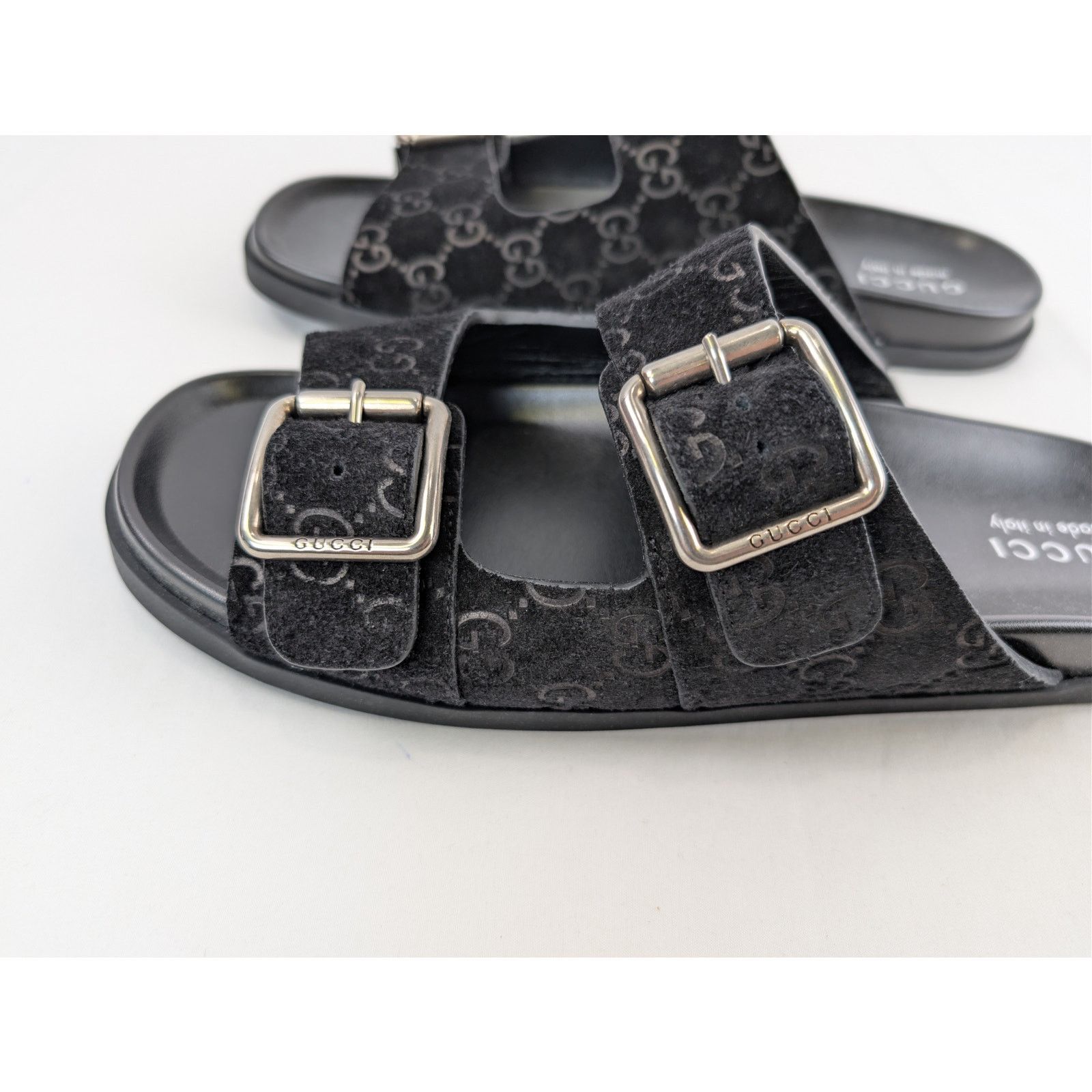 Gucci o1rshd1 GG Suede Slide Sandals in Black Size US 11.5 / EU 44-45 - 11 Thumbnail