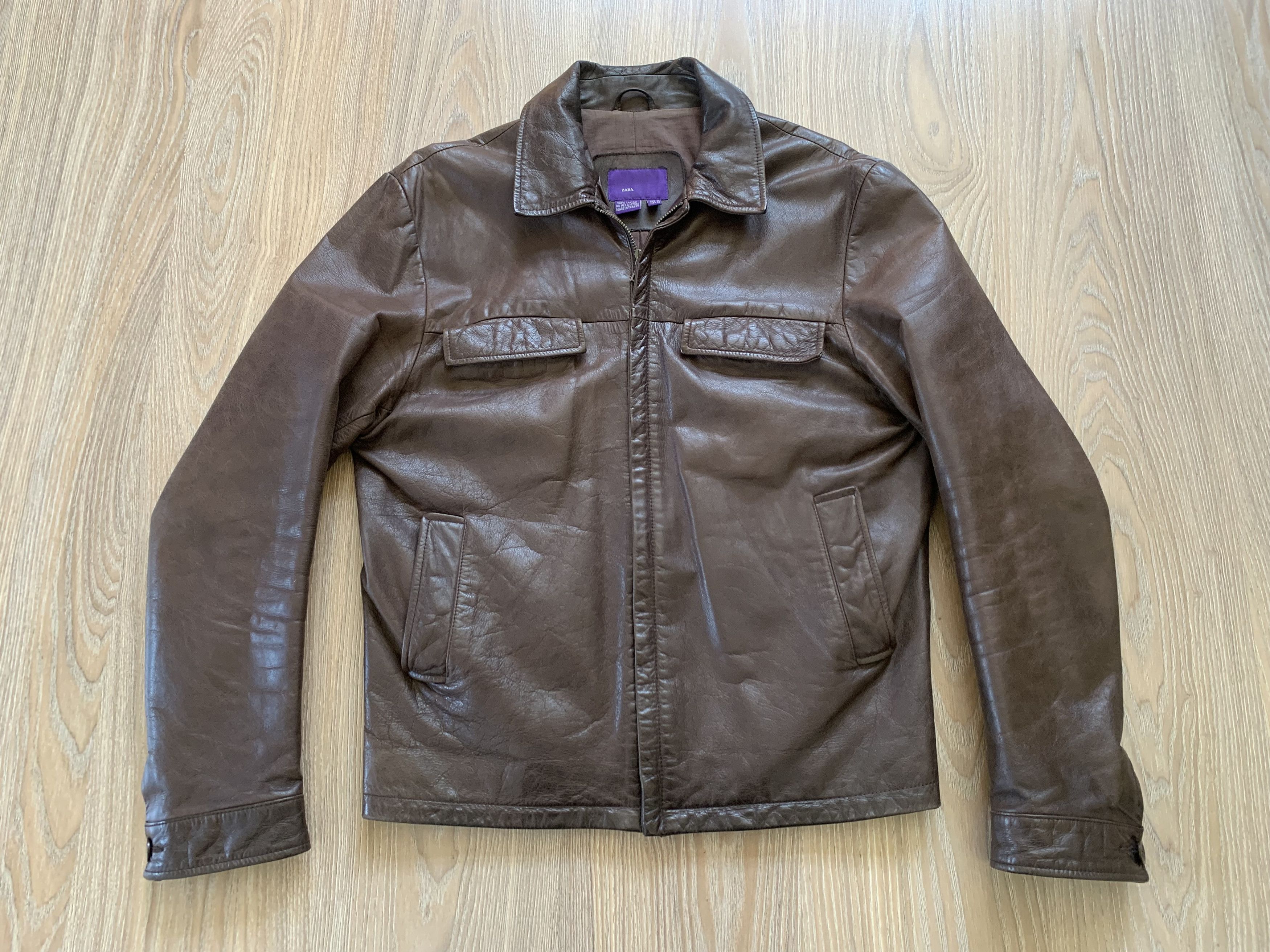 Zara Mens Vintage Zara Brown Leather Archival Biker Jacket Size US M / EU 48-50 / 2 - 3 Thumbnail