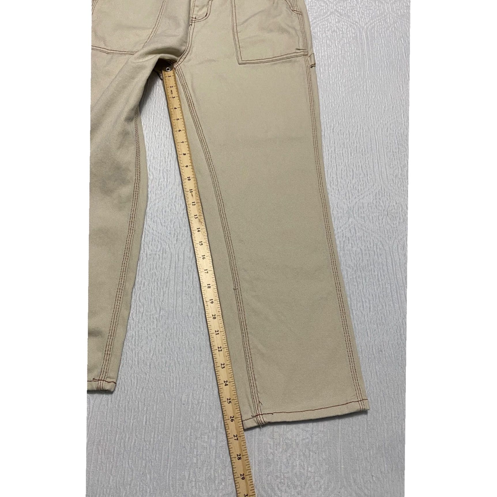 Vintage Simple Society Jeans Women's Carpenter Beige High Rise Relaxed Straight 9 Jeans Women Summer Fall Spring Winter 5-Pocket Cargo Pocket Mens? Size 30" / US 8 / IT 44 - 7 Thumbnail