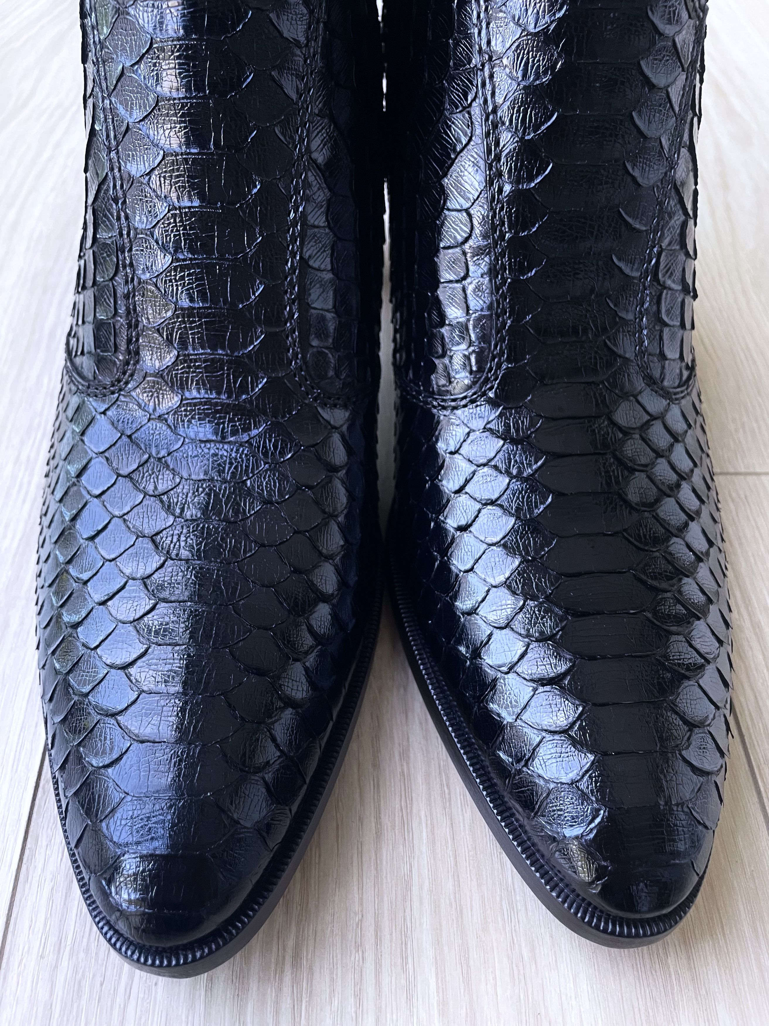 Celine × Hedi Slimane *GRAIL* AW20 BRAND NEW SHINY PYTHON LEATHER PAGES BOOTS Size US 12 / EU 45 - 11 Thumbnail