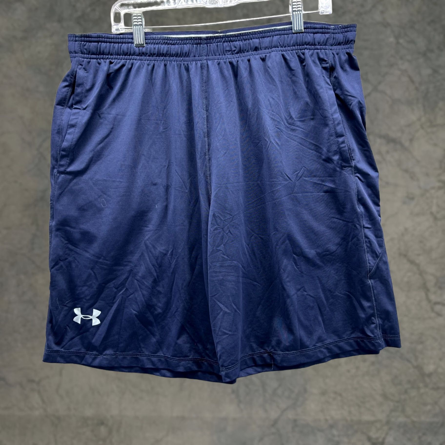 Under Armour Under Armour Shorts Mens XL Athletic Loose Fit Workout Gym Training Activewear Blue Jersey Pockets Moisture Wicking Quick Dry Drawstring Elastic Waist Size US 36 / EU 52 - 1 Thumbnail