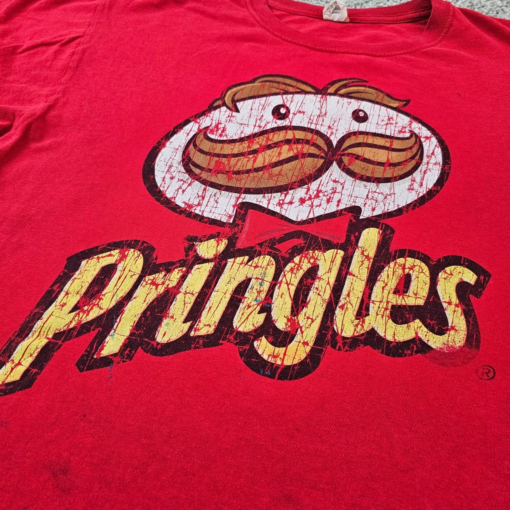 Anvil VINTAGE Pringles Shirt Mens XL Red Graphic Print T-Shirt 100% Cotton Anvil Crew Neck Short Sleeve Mens XL Red 90s Concert Merch Size US XL / EU 56 / 4 - 2 Thumbnail