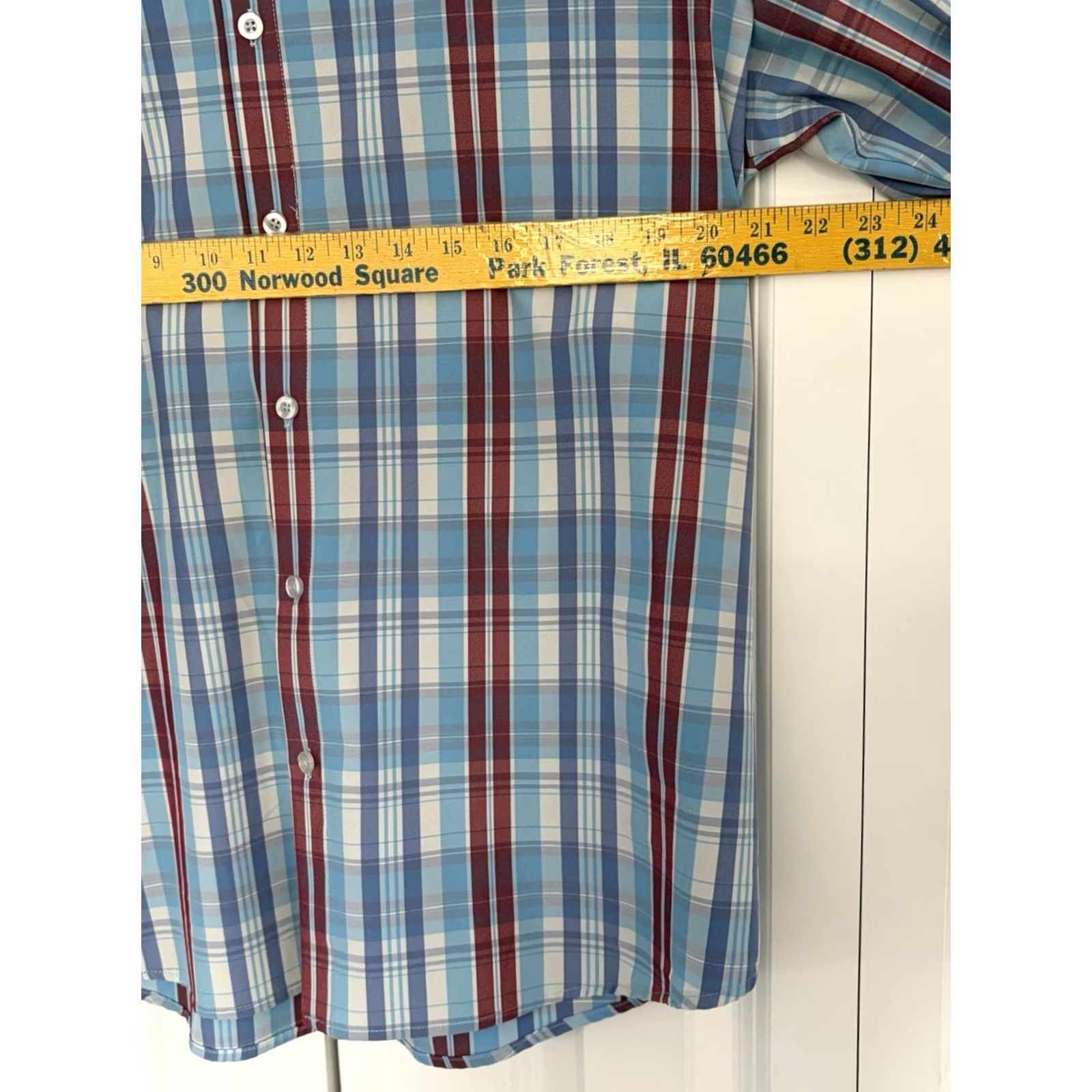 Mizzen+Main Mizzen+Main Shirt Mens Dress Shirt Long Sleeve XL Blue White Red Check Non-Iron Stretch Button Collared Spread Cuff Traditional/Business Casual Size US XL / EU 56 / 4 - 5 Thumbnail