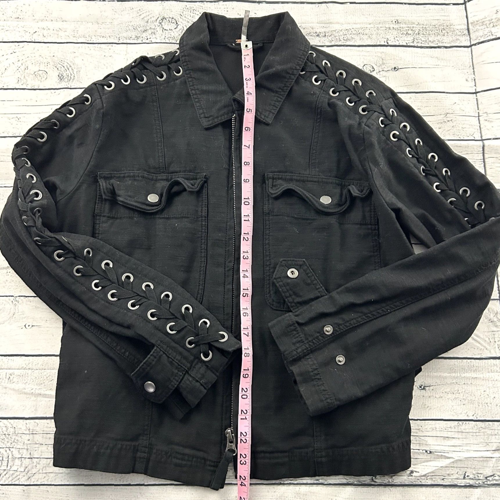 Free People Free People Jacket Women's XS Black Full Zip Grunge Basic Jacket Size XS / US 0-2 / IT 36-38 - 3 Thumbnail