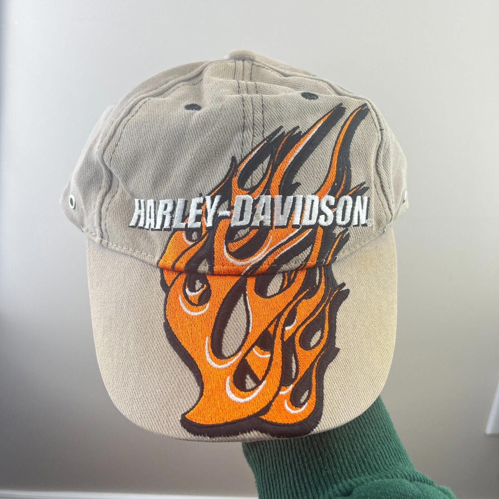 Harley Davidson Vintage Harley Davidson Flames Strapback Hat Biker Size ONE SIZE - 1 Thumbnail
