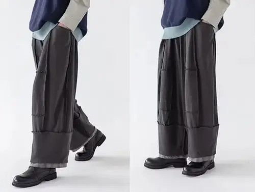 Japanese Brand 20AW Indigo Union Japan Grey Oversized Patchwork Pants Size US 32 / EU 48 - 4 Thumbnail