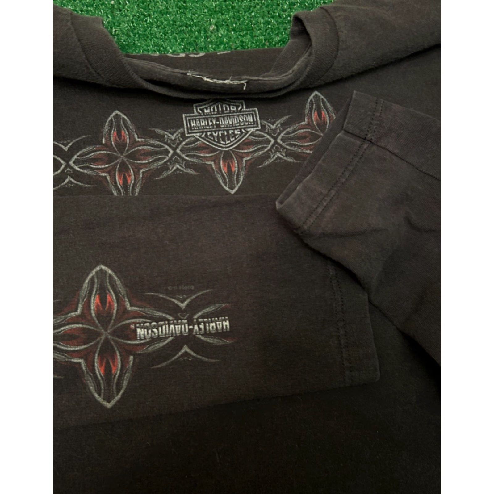 Harley Davidson VINTAGE Harley-Davidson Long Sleeve Shirt Biker Logo 90s Y2K Hit Sleeve Size L Mens Black Size US L / EU 52-54 / 3 - 3 Thumbnail