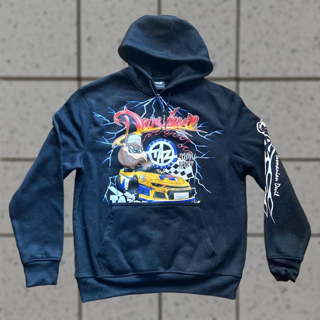 Vintage VINTAGE Looney Tunes Sweatshirt Large Taz Racing Tasmanian Devil Black NASCAR Size US L / EU 52-54 / 3 - 1 Thumbnail