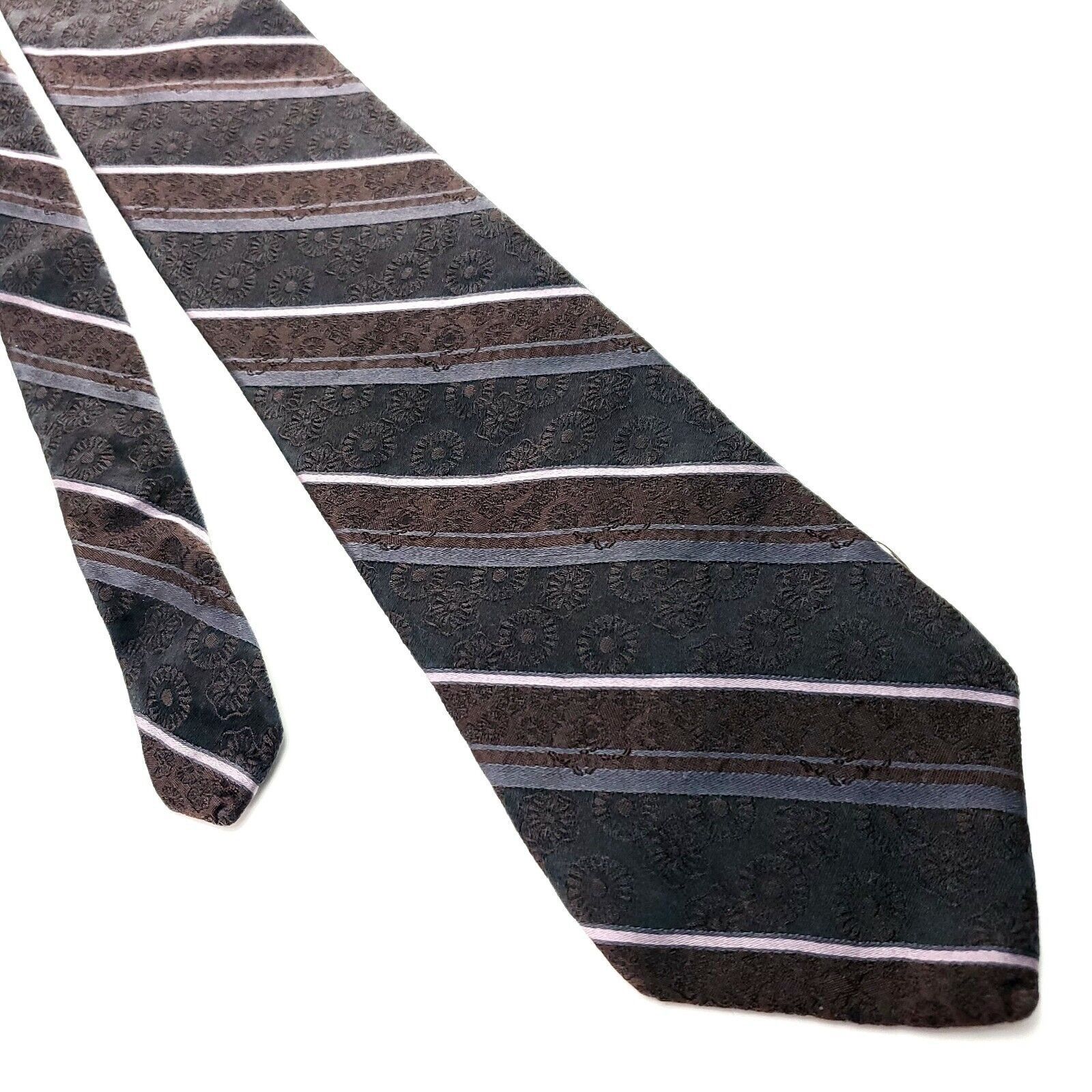 DKNY DKNY Brown Silk Tie Woven Regimental Size ONE SIZE - 1 Thumbnail