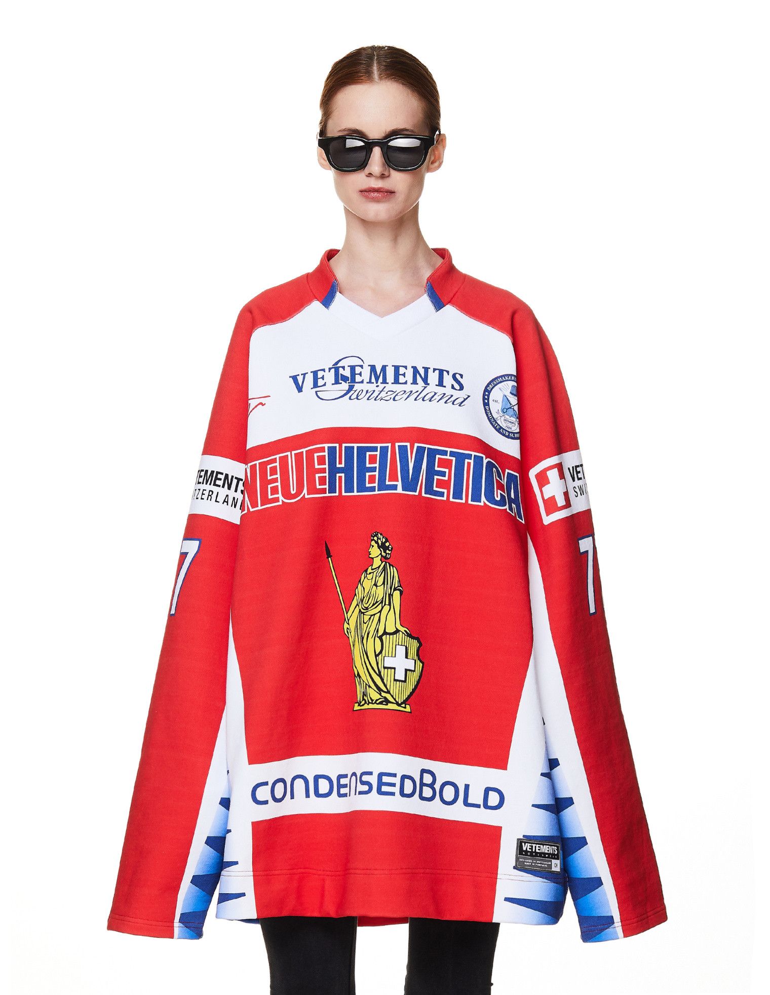 Vetements Red Helvetica Racing Logo Oversized Hockey Jersey Size XS / US 0-2 / IT 36-38 - 1 Thumbnail