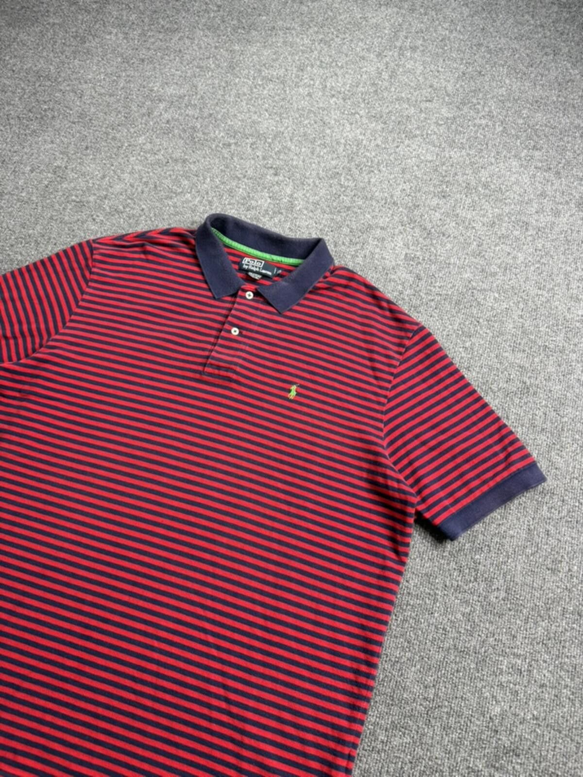 Polo Ralph Lauren Vintage 90s Polo Ralph Lauren Striped Red/Navy Polo Shirt Size US XXL / EU 58 / 5 - 6 Thumbnail