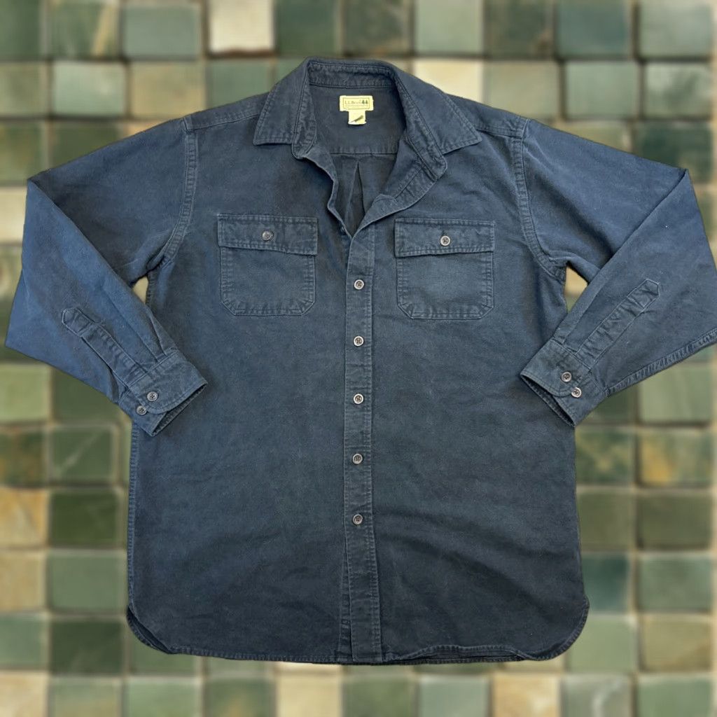 Vintage LL Bean Button Up Shirt LT Large Tall Blue Chamois Outdoors Heavy Casual Cotton Size US L / EU 52-54 / 3 - 1 Thumbnail