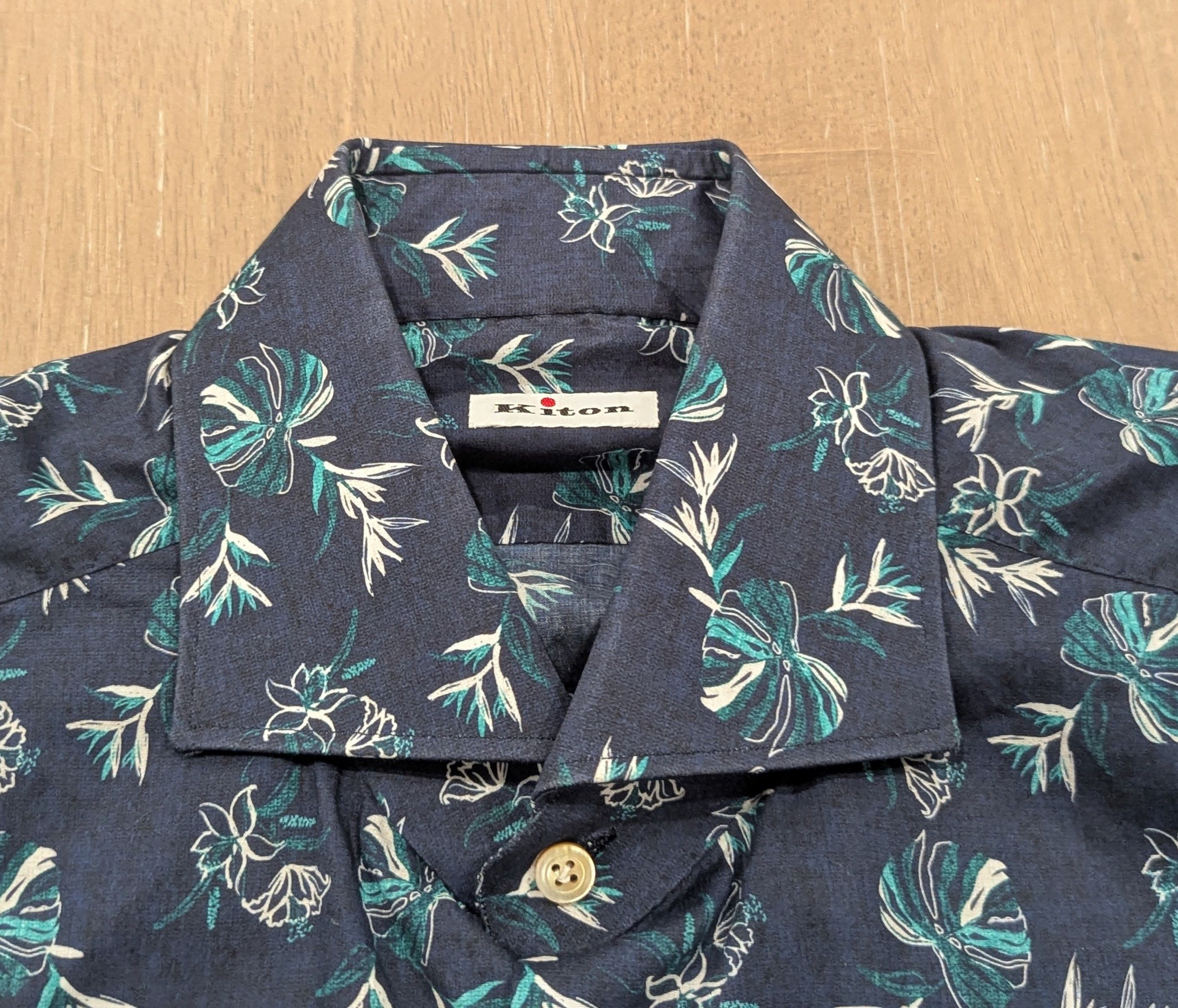 Kiton KITON Floral Cotton LS Button Up Shirt Blue 41 US 16 Size US L / EU 52-54 / 3 - 2 Thumbnail