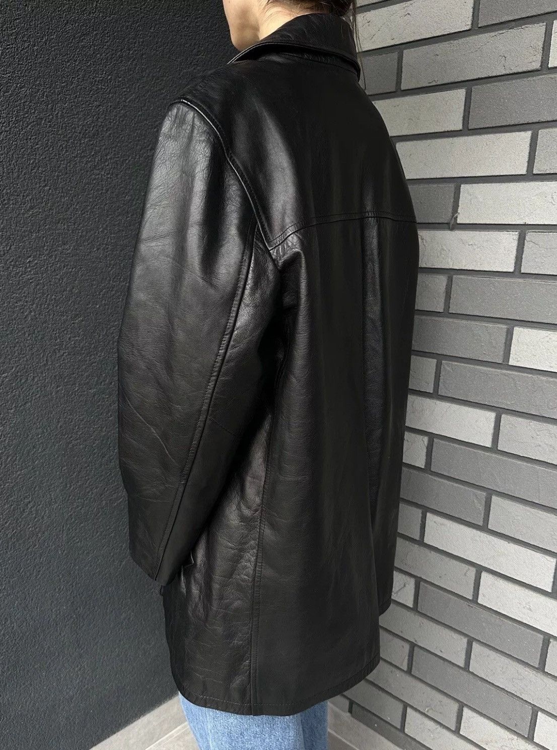 Vintage × Zara Vintage ZARA man oversized Leather Jacket Coat Black Size L Size US L / EU 52-54 / 3 - 9 Thumbnail