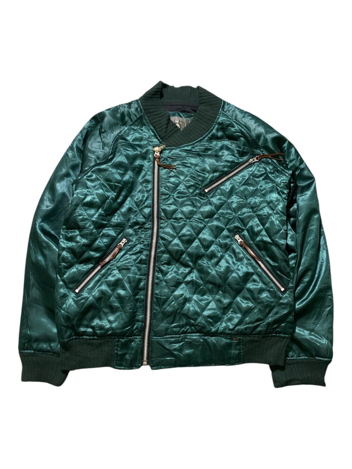 Japanese Brand 2003 Contrastrick Balance Co Satin Assymetric Bomber Jacket Size US L / EU 52-54 / 3 - 1 Thumbnail