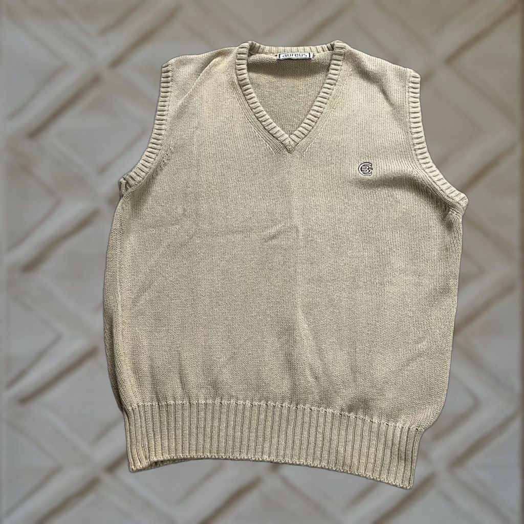 Vintage VINTAGE Aureus Sweater Vest Men Medium Brown Knit V-Neck Pullover Logo Classic Size US M / EU 48-50 / 2 - 1 Thumbnail