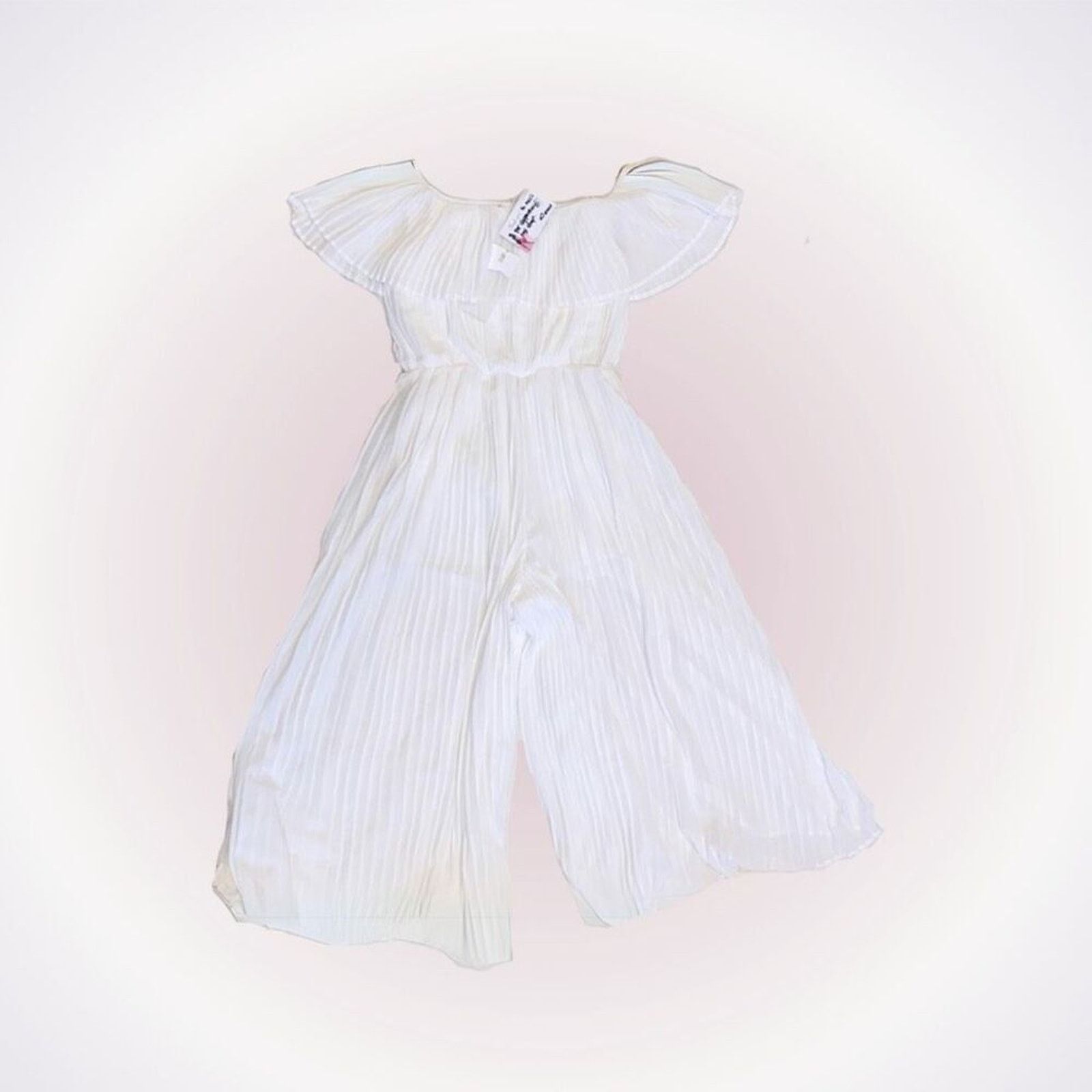 Other Endless Rose Off-Shoulder Pleated Midi White Jumpsuit | Sz S Size 27" / US 4 / IT 40 - 1 Thumbnail