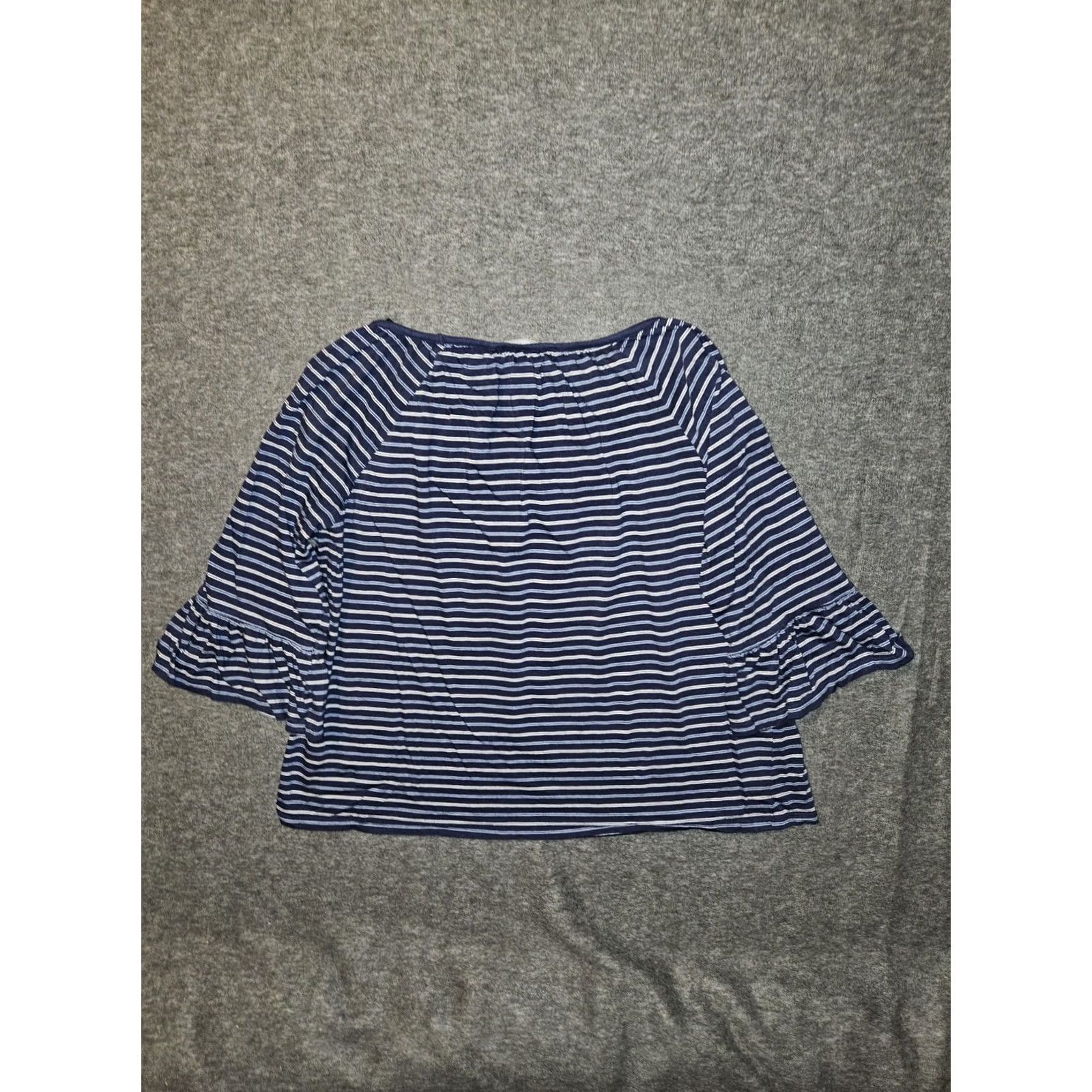 Michael Kors Michael Kors Crop Top Womens Large Boat Neck Blue Striped Casual Workwear - Preppy Style Size L / US 10 / IT 46 - 6 Thumbnail