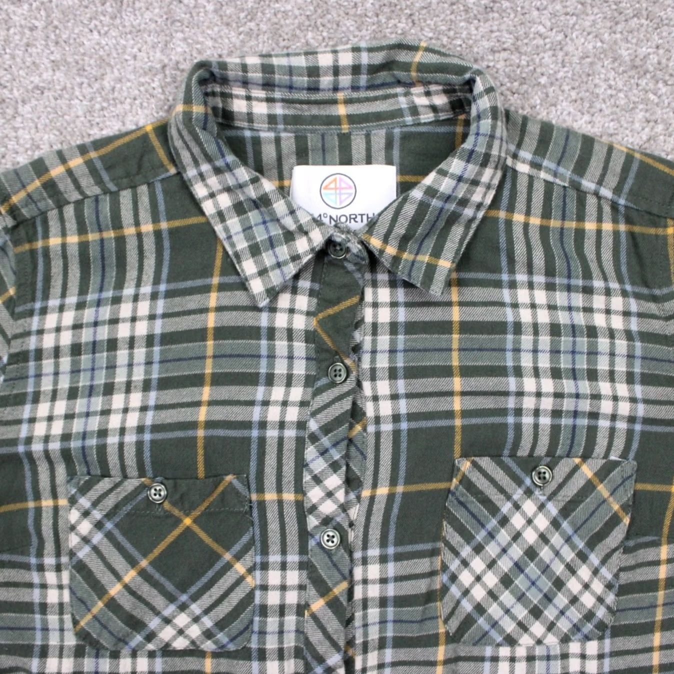 Vintage 44 degrees North Button-Up Flannel Shirt Womens Large Green/Yellow/White Cotton L/S Plaid Size L / US 10 / IT 46 - 5 Thumbnail