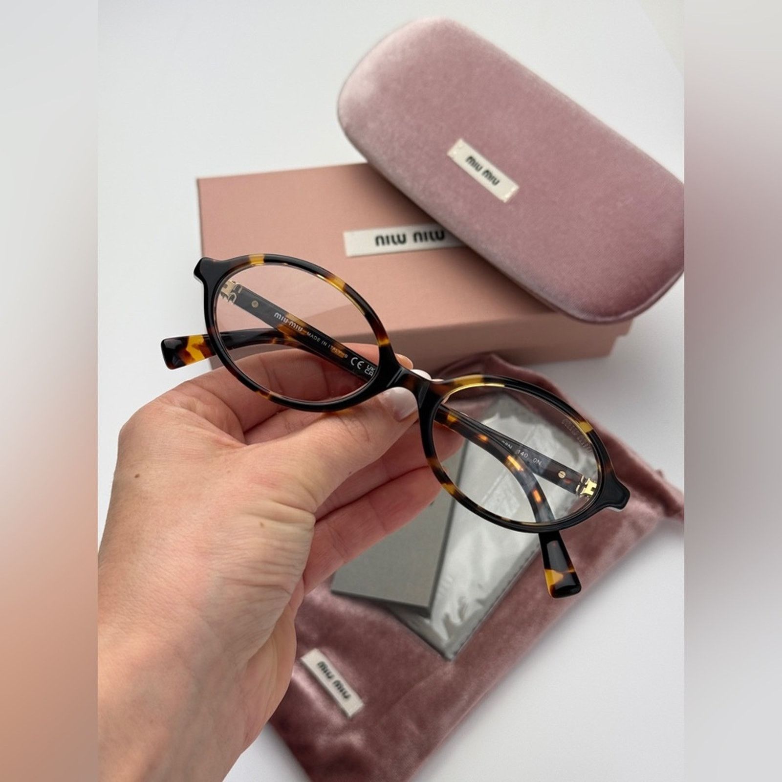 Miu Miu MIU MIU Eyeglasses MU04ZS VAU08N Havana/Clear Blue Light Size ONE SIZE - 11 Thumbnail