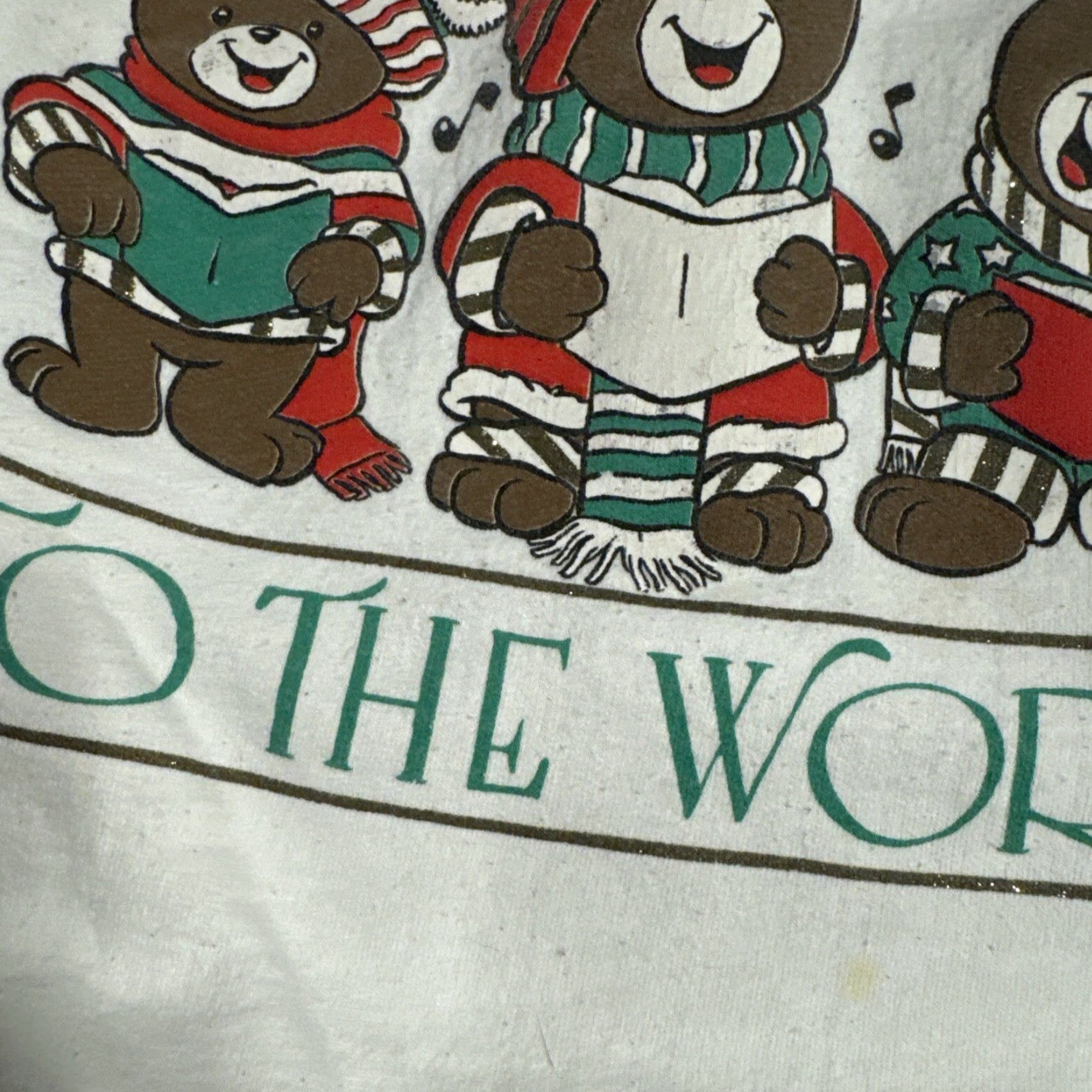 Vintage VINTAGE Christmas Bear Joy to The World Sweatshirt XL Unisex Adults 90s Pullover White Size US XL / EU 56 / 4 - 4 Thumbnail