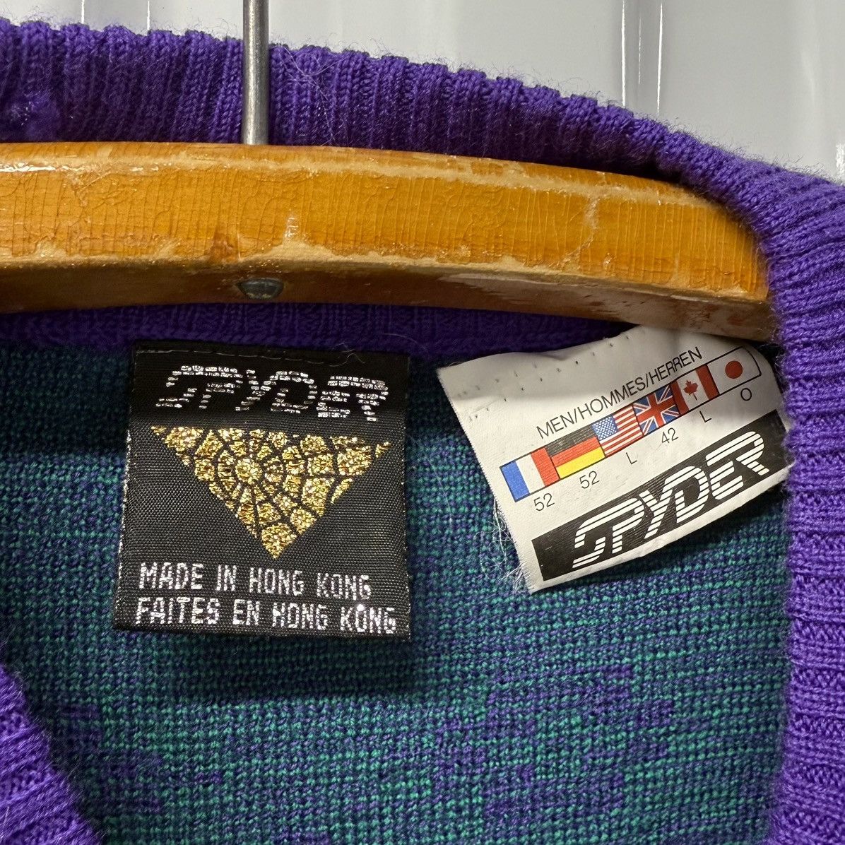 Spyder × Vintage RARE Vintage 90s Coogi Style Spyder Crewneck Sweater Size US L / EU 52-54 / 3 - 7 Thumbnail