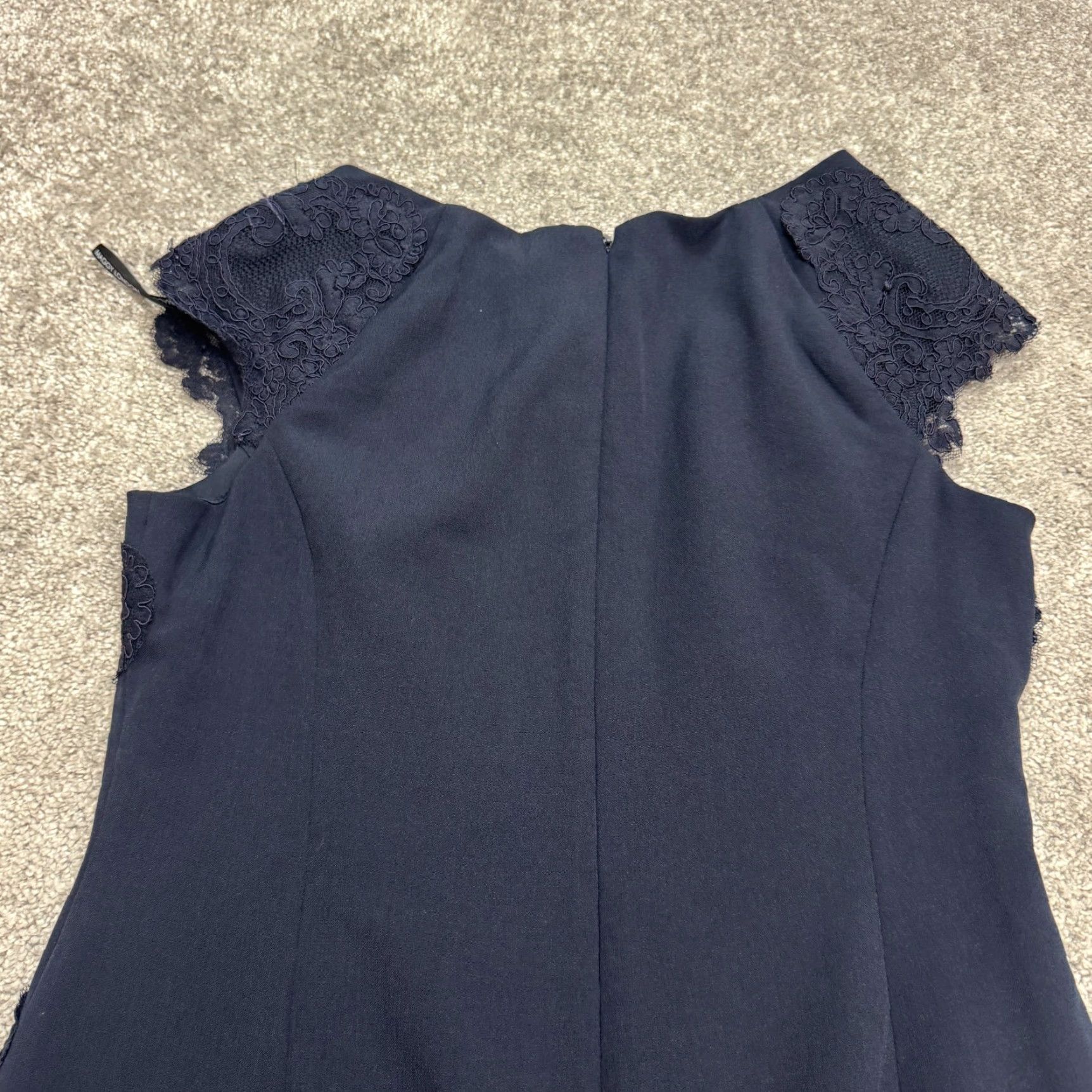 MAGGY LONDON Maggy London Dress Womens Cap Sleeve Lace Applique Sheath Midi Work Navy Blue 10 Size L / US 10 / IT 46 - 3 Thumbnail