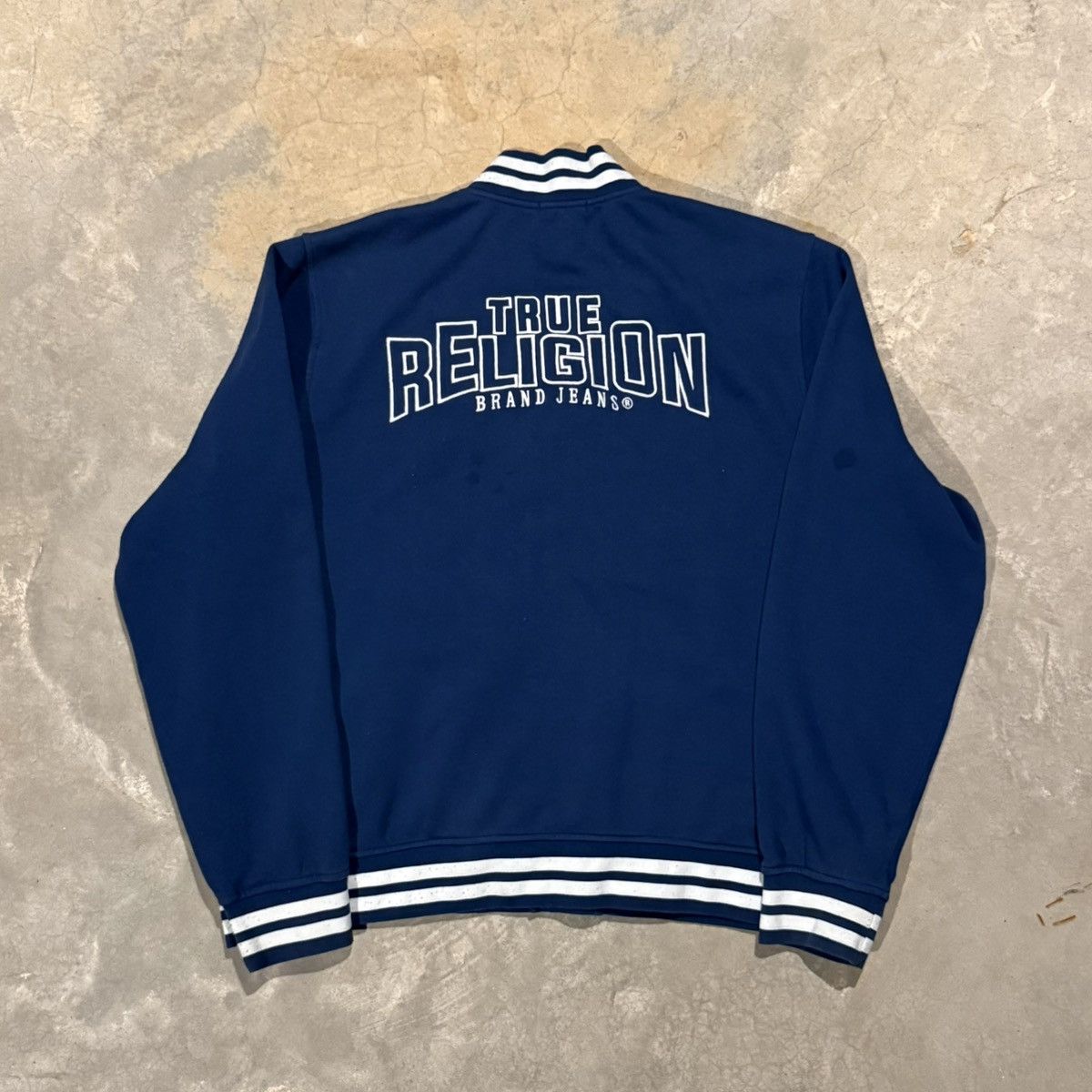 True Religion Cotton Varsity Bomber Jacket Insignia Blue