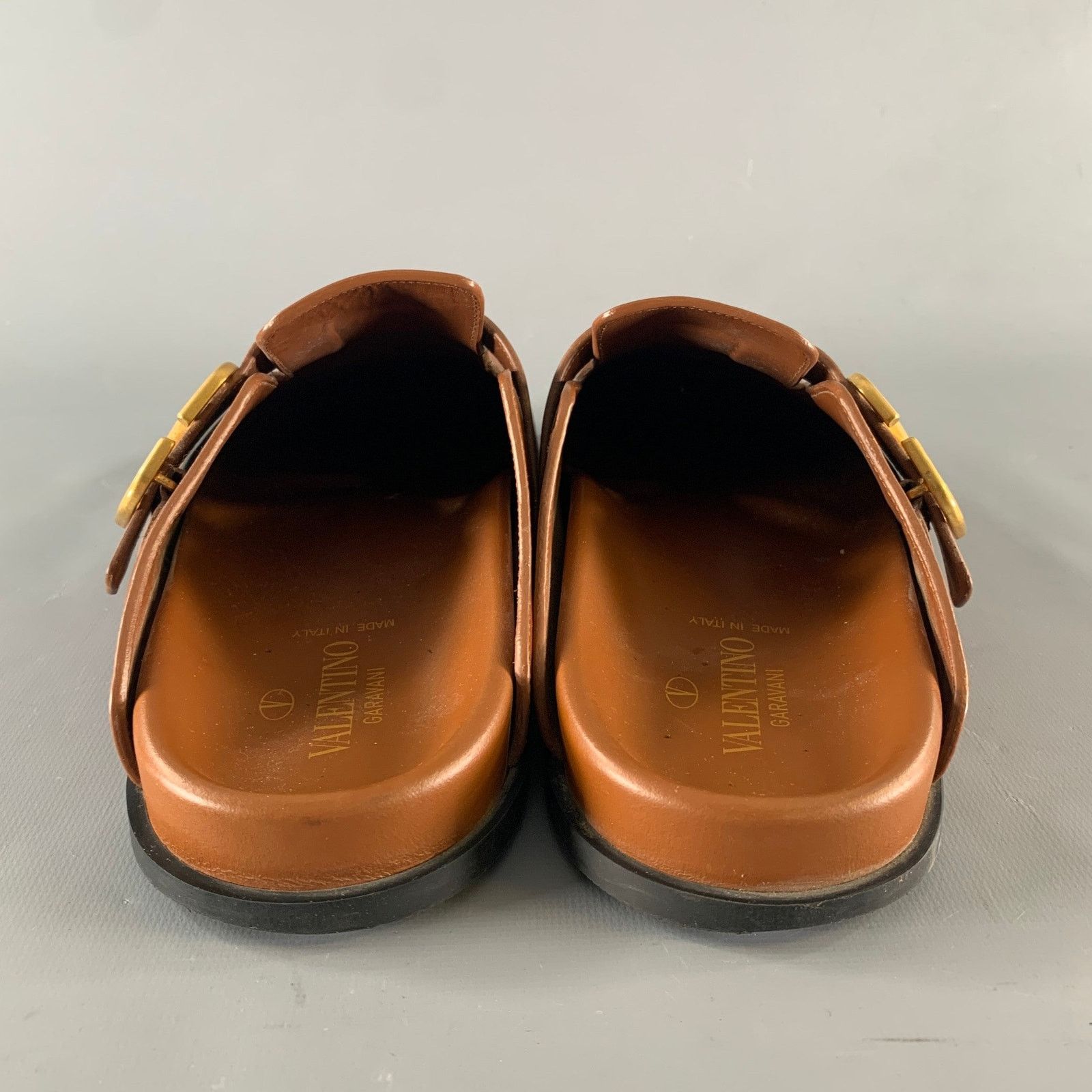 Valentino Size 9 Brown Solid Leather Slip On Sandals Size US 9 / EU 42 - 3 Thumbnail