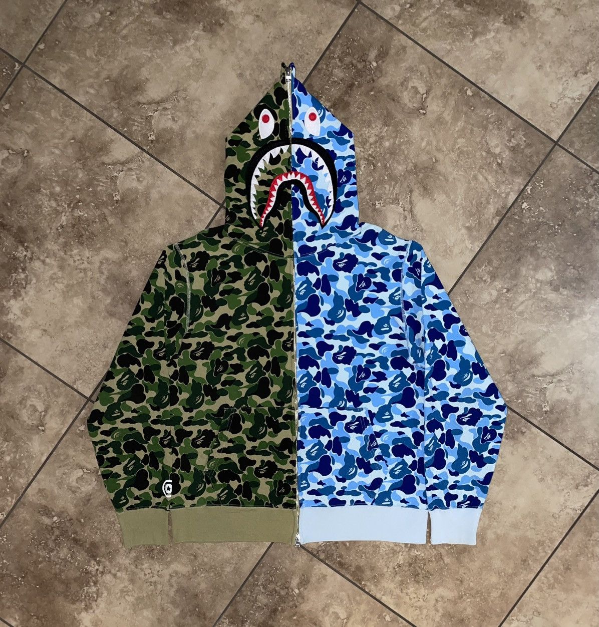 Bape Bape ABC Camo Hello Kitty Shark Zip Up Hoodie Green Size XL