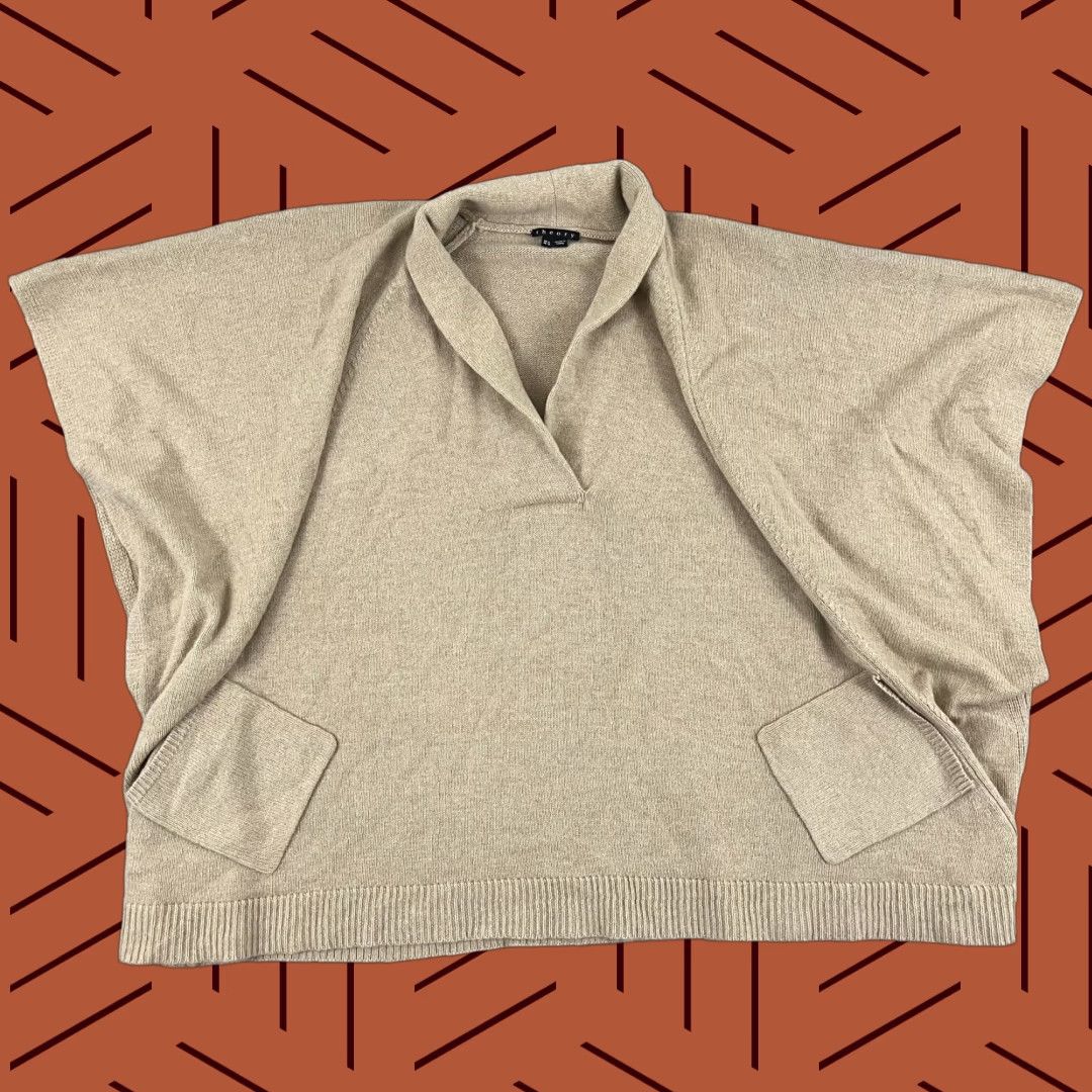 Theory Theory Sweater Womens L Oversized Cashmere Pullover Brown Tan Pockets Preppy Vintage No Size L / US 10 / IT 46 - 1 Thumbnail