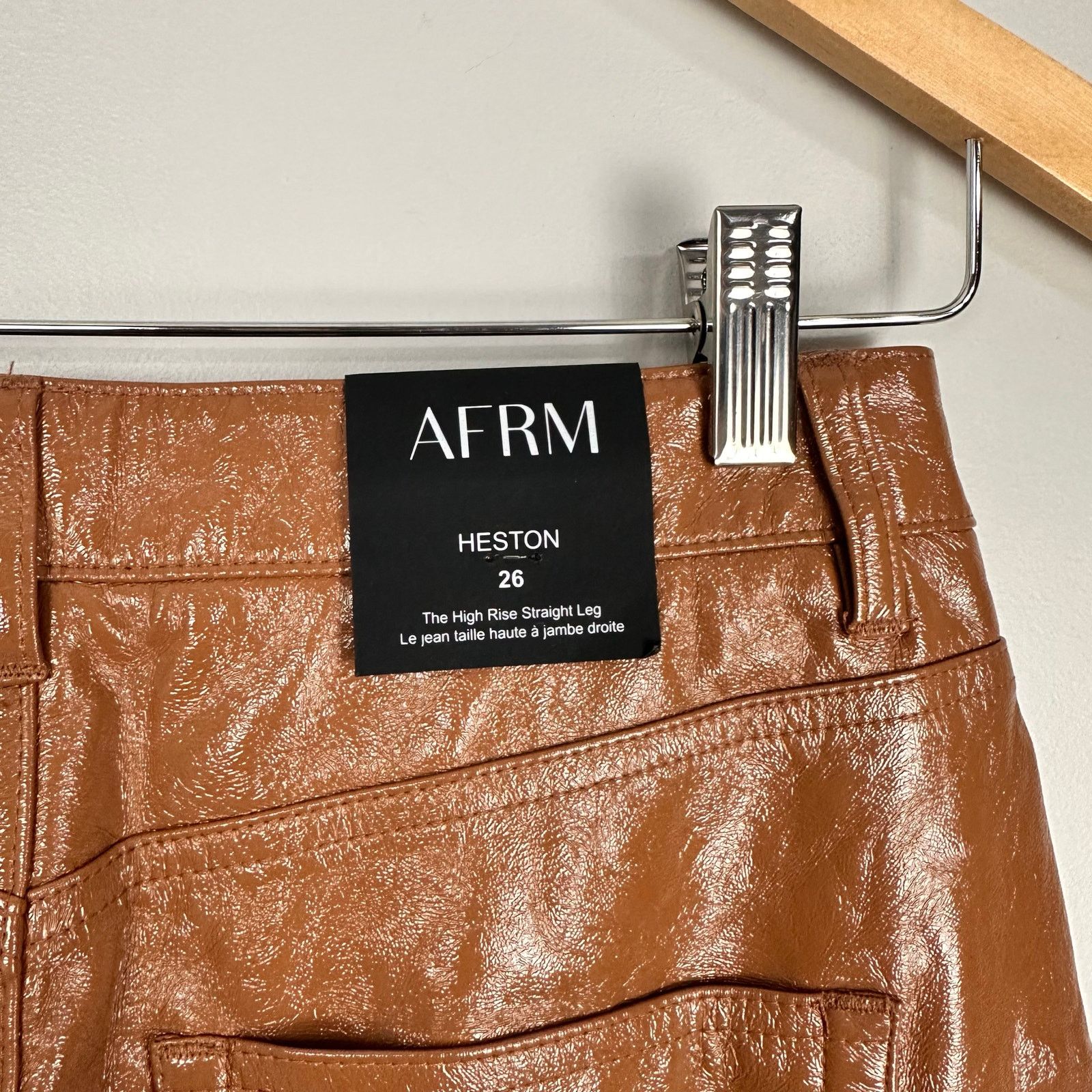 Other AFRM Revolve Heston Faux Camel Leather High Rise Pants 26 Size 26" / US 2 / IT 38 - 9 Thumbnail