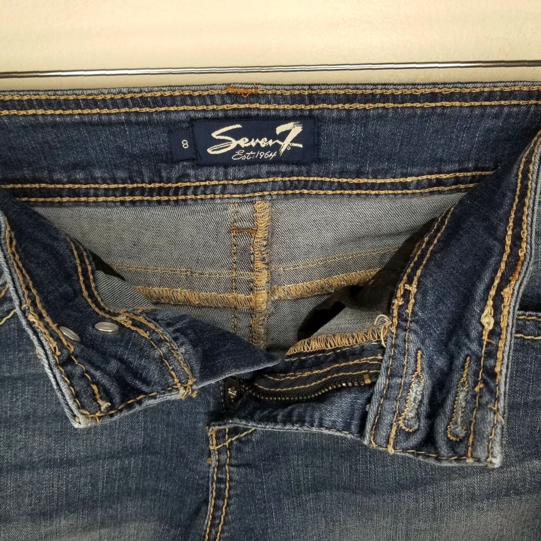 Vintage VINTAGE? Seven7 WOMENS Cut-Off Distressed Jean Shorts Size 8 Blue - Womens Jeans Shorts 8 Size 30" / US 8 / IT 44 - 2 Thumbnail