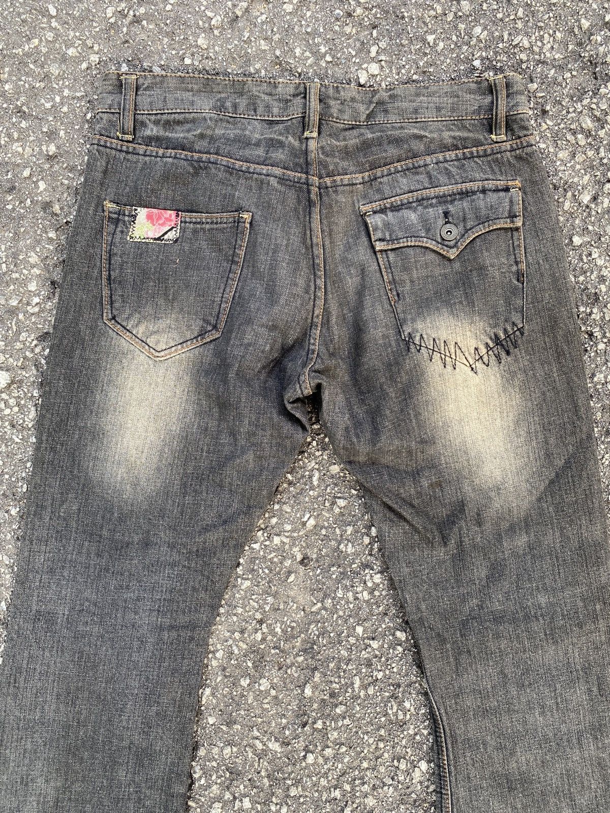 If Six Was Nine × Japanese Brand × Le Grande Bleu (L.G.B.) Flare Vintage Steen Blue Patchwork Distressed Denim Size US 31 - 8 Thumbnail